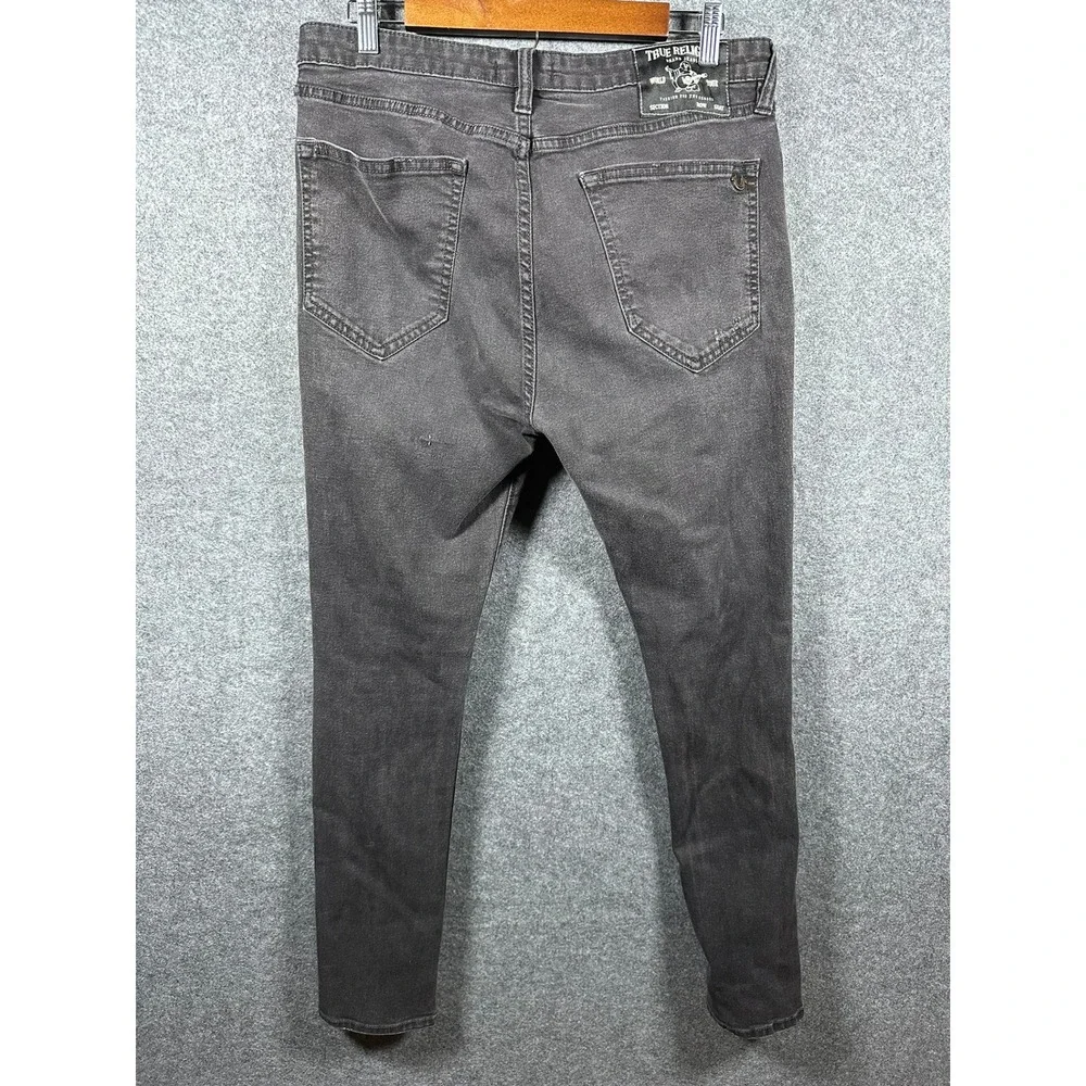 True Religion JACK Mens‎ Size 33 Skinny Tapered Distressed Black No Flap Jeans